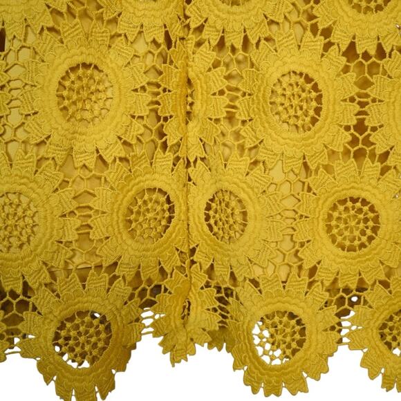 LOFT Womens 2 Yellow Sunflower Lined Lace Mini Dress - Picture 6 of 8